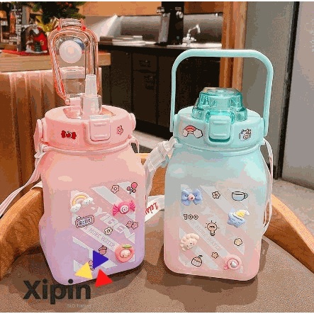 Bình Nước Thể Thao Dung Tích Lớn Có Vạch Đo Nhiệt Độ Cao Chống Rơi Bằng Nhựa