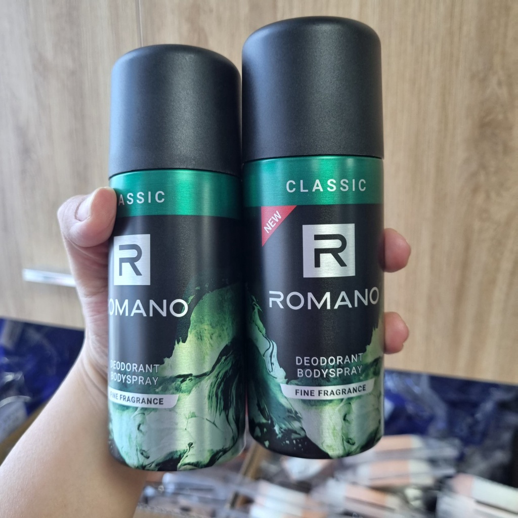Xịt thơm body nam Romano Deodorant Bodyspray 150ml - Lăn nách nam Romano 50ml