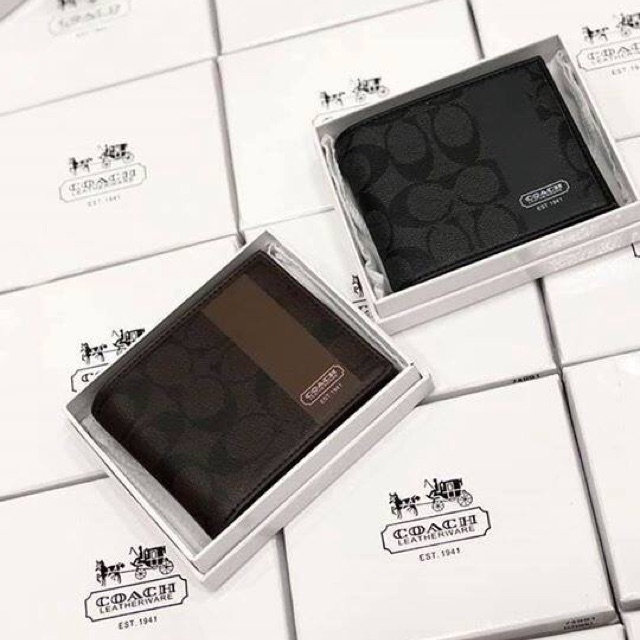 VÍ COACH NAM DA THẬT PHỐI PVC