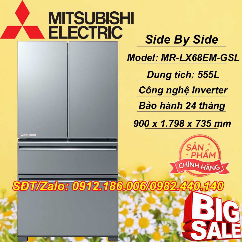 Tủ lạnh Mitsubishi Electric Inverter 555 lít MR-LX68EM-GSL-V