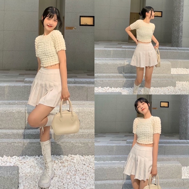 LOẠI 1 | ÁO CROPTOP XỐP CỔ TRÒN BASIC CO DÃN 4 CHIỀU ULZZANG