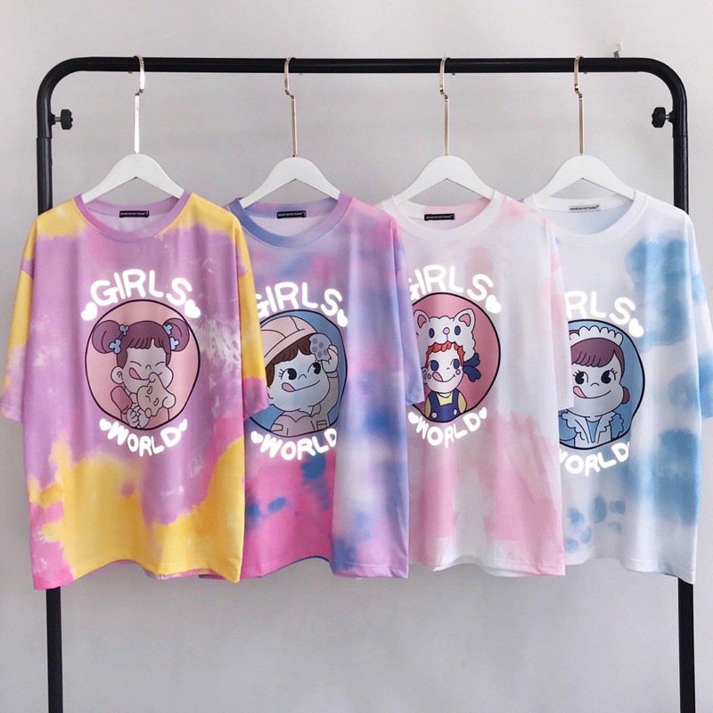Áo Thun Tay Lửng TIE TEE Phản Quang GIRLS WORLD Ảnh Thật
