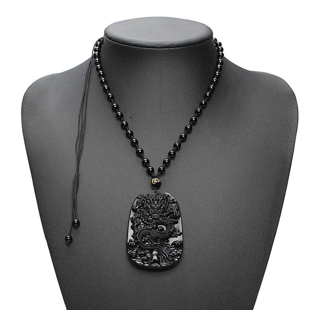 LILYES Vòng cổ Mặt Đá Obsidian Tự Nhiên Độc Đáo Thời Trang Cho Nữ