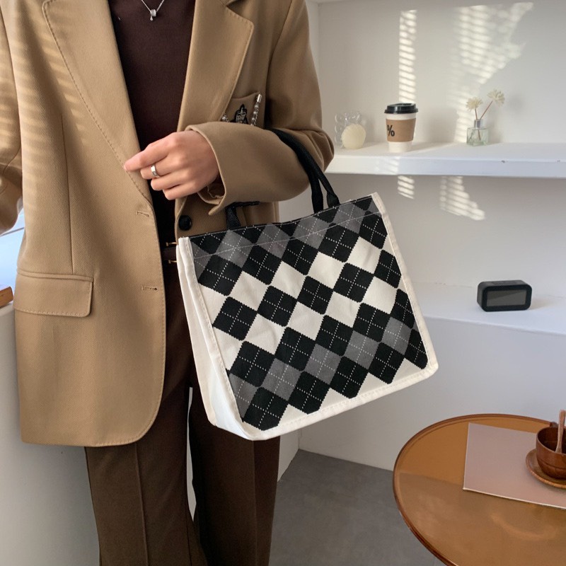 Túi xách vải canvas trẻ trung dành cho nữ thời trang phong cách Hàn Quốc (6874)