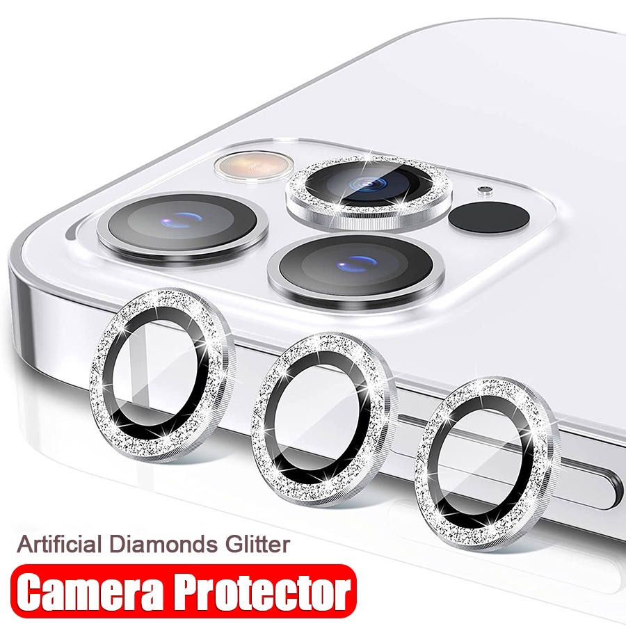 Miếng dán đính đá bảo vệ ống kính camera cho điện thoại iPhone 13 Pro Max / 14 Pro Max / 13 Pro / 13 Mini / 12 / 11 Pro Max