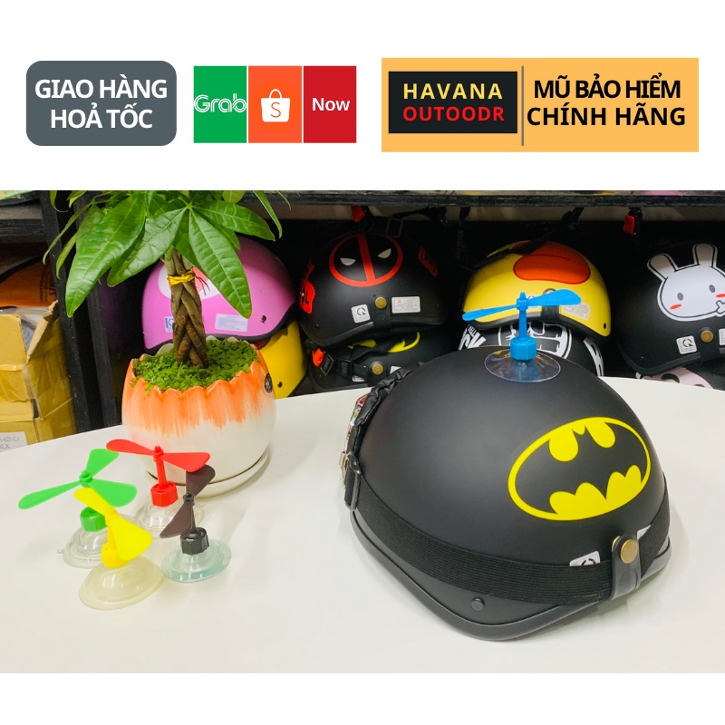 Mũ Bảo Hiểm Nửa Đầu 1/2 Batman Đệm Cao Cấp Kèm Kính Phi Công Havana Store - Bảo Hành 12 Tháng Sử Dụng