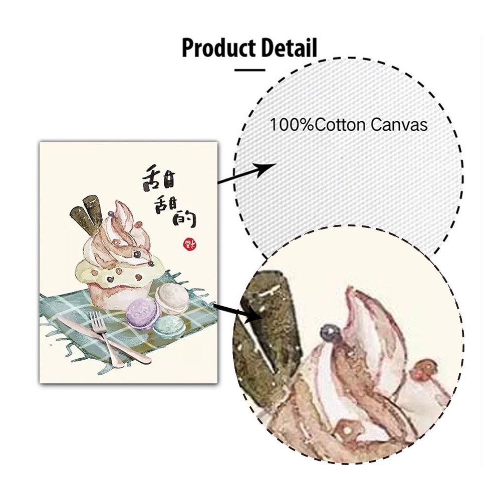 Tranh Vải Bạt Treo Tường In Câu Châm Ngôn Thức Ăn Mèo Phong Cách Trung Hoa Trang Trí Nhà Cửa / Nhà Hàng