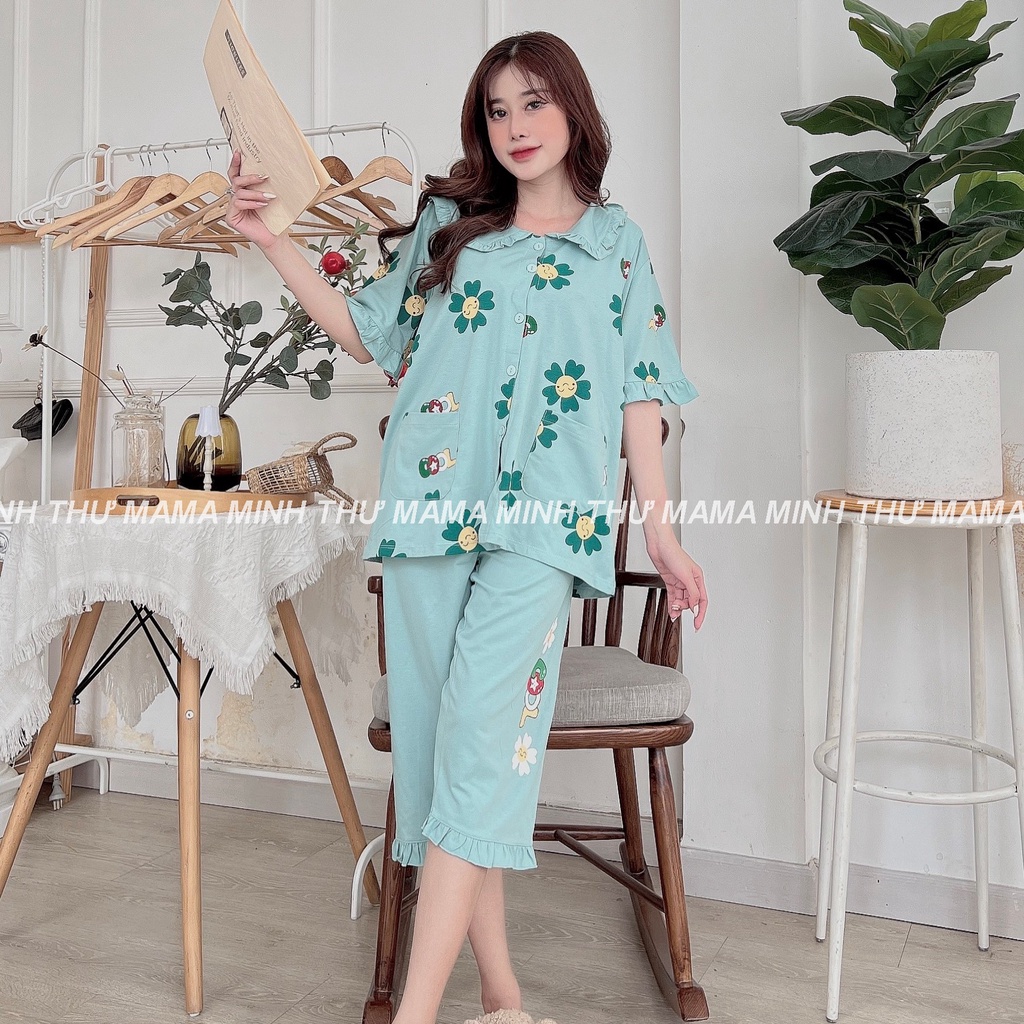Bộ bầu - bộ sau sinh - chất liệu cotton - kiểu mới thời trang ( lá sen bông COOL lửng )