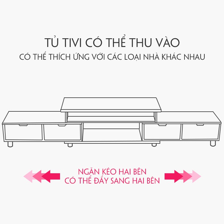 Tủ kệ Tivi Bằng Gỗ Có Ngăn Kéo để Đồ Có Thể Thay Đổi Độ Dài