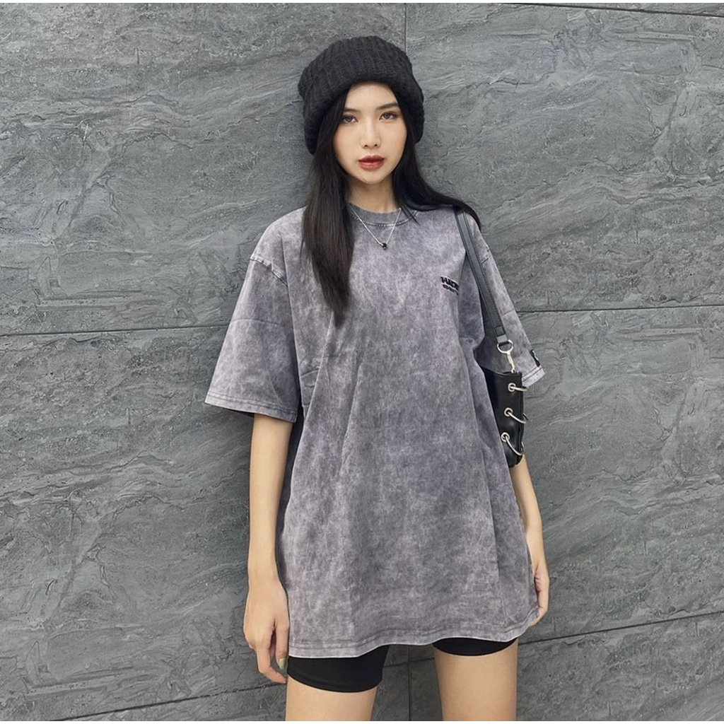 Áo thun loang màu xám vải thun cotton 100% thêu logo Hades