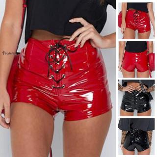 Quần Short Da Bóng Lưng Cao Size Lớn Cho Nữ