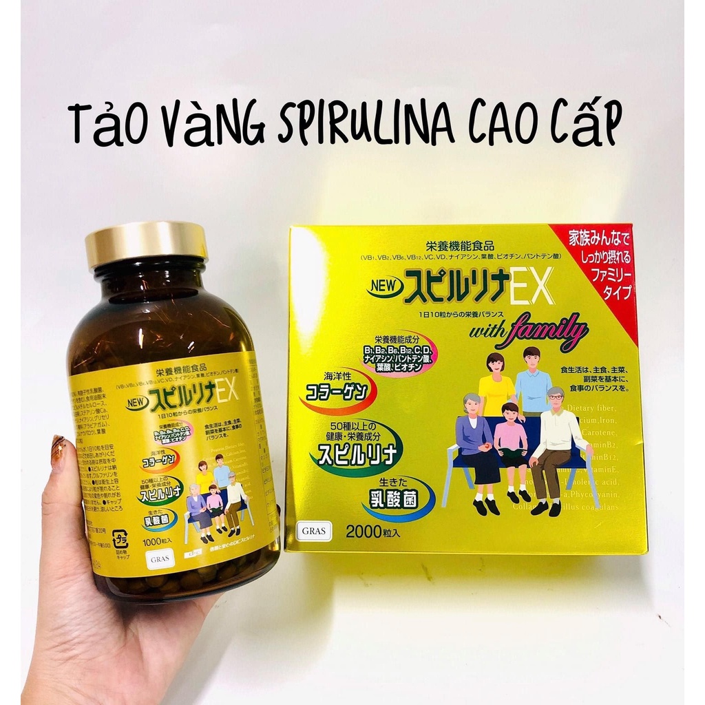 Tảo vàng Spirulina EX Nhật Bản (lọ 1000 viên)