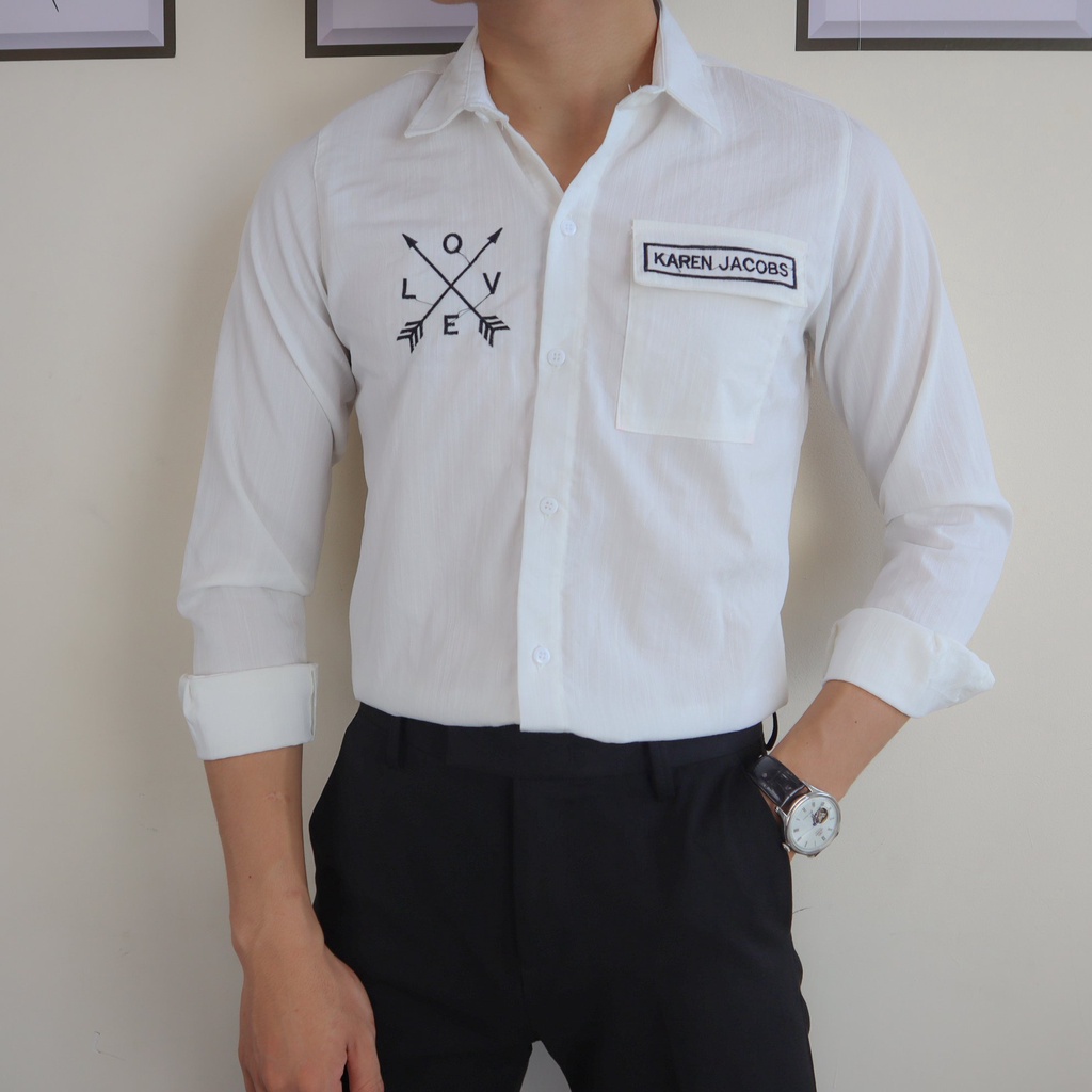 Áo sơ mi nam nữ unisex vải đũi kiểu dáng Hàn Quốc hợp thời trang nam tính dễ phối đồ | BigBuy360 - bigbuy360.vn