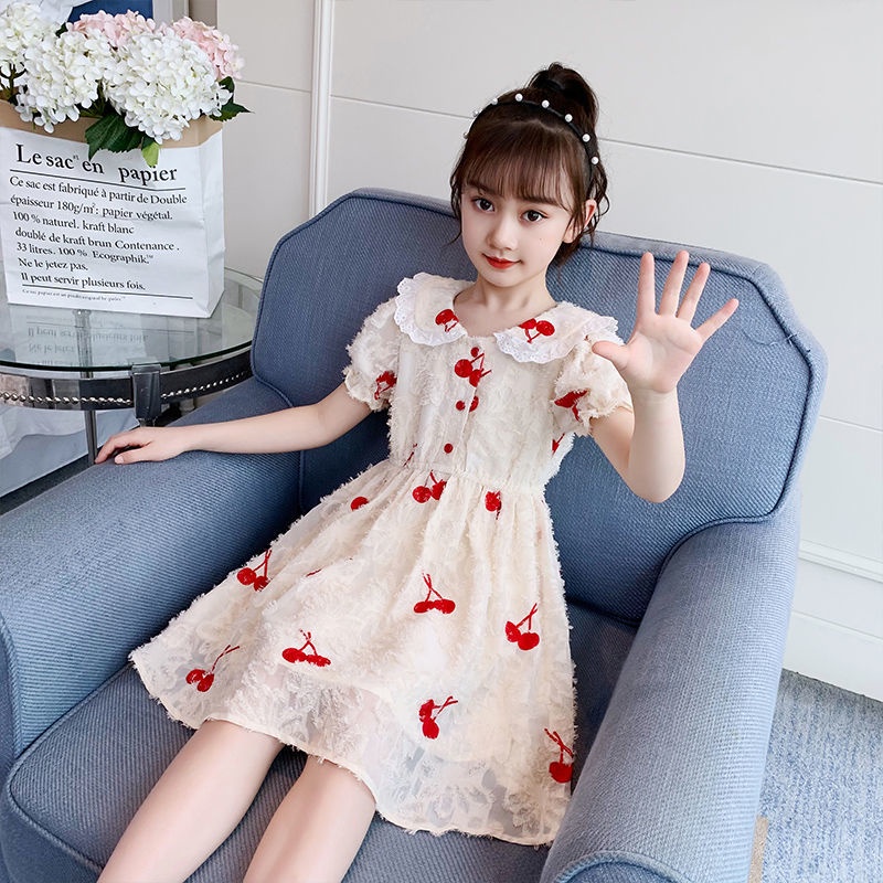 Đầm Tay Ngắn Thiết Kế Xinh Xắn Thời Trang Cho Bé Gái