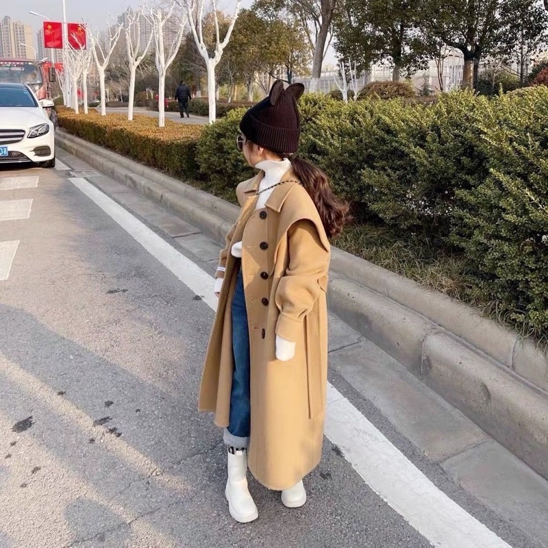 Áo khoác dạ dáng dài cho bé 110-160cm