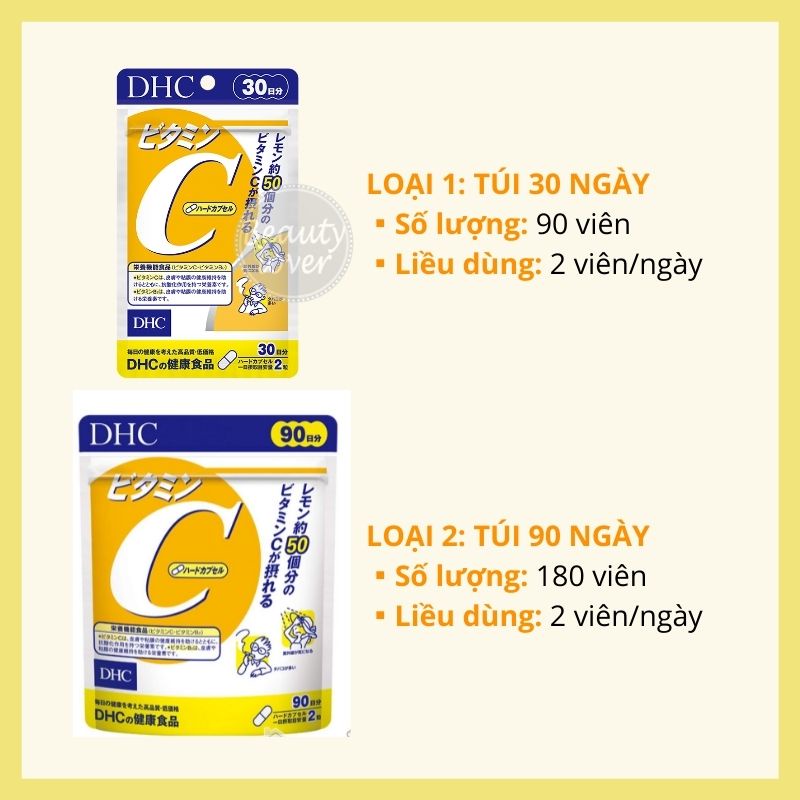 Viên uống DHC vitamin C 30 ngày và 90 ngày Nhật Bản, tăng cường đề kháng, hỗ trợ làm sáng da và giảm mụn – Beauty Lover