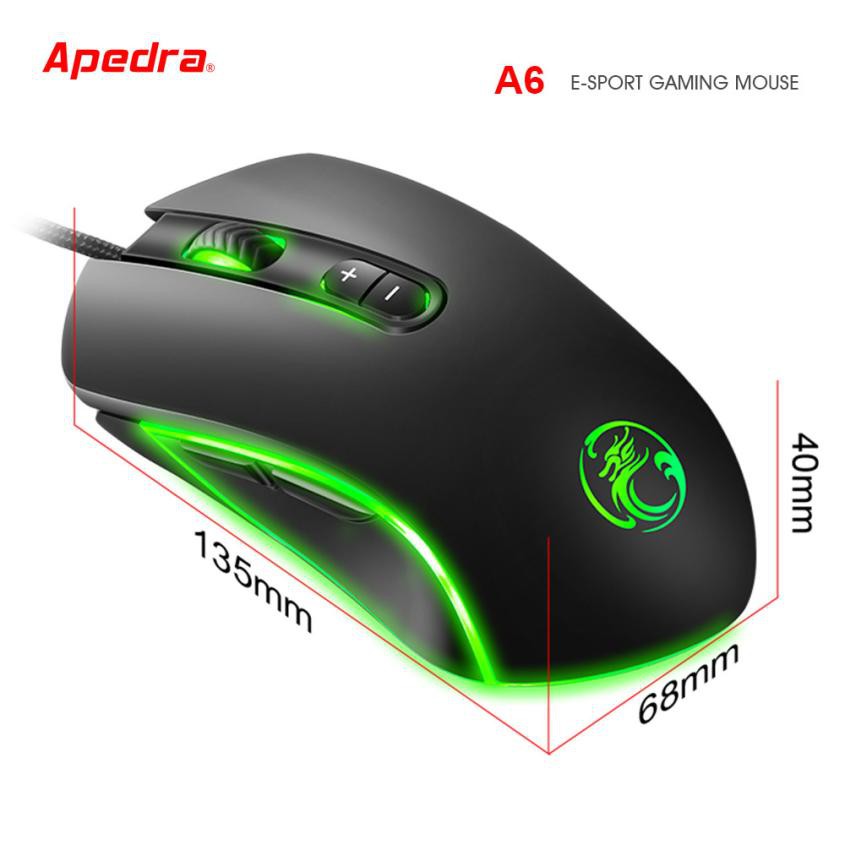 Chuột Game Có Dây E-Sport Apedra A6 3200 Dpi 7 Nút Led RGB Đổi Màu - VL