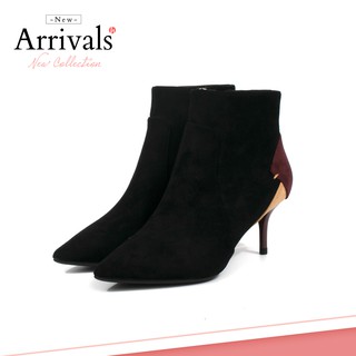 [Giày xinh toàn quốc] Boots 5cm Ankle boots, Da lộn, khóa kéo, phối gót tím Mã BO100354-1 (1)