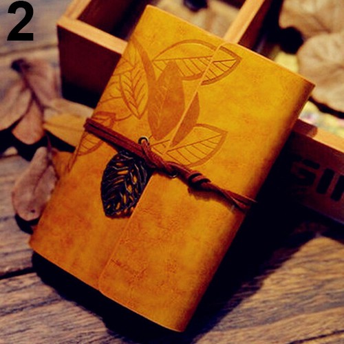 Sổ Tay Nhật Ký Bìa Da Giả Họa Tiết Chiếc Lá Vintage U31