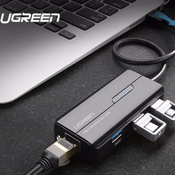 Hub chia USB 3.0 ra 3 cổng tích hợp cổng Ethernet Ugreen 20266