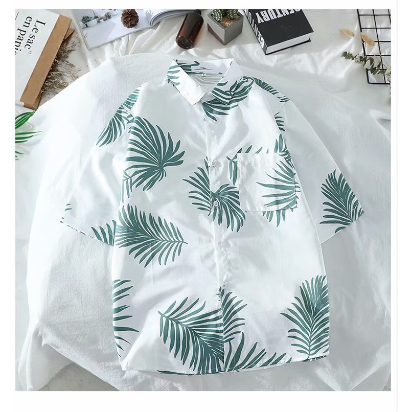 Áo sơ mi nam ngắn tay họa tiết lá cọ, thích hợp du lịch đi biển, hàng nhập Quảng Châu | BigBuy360 - bigbuy360.vn