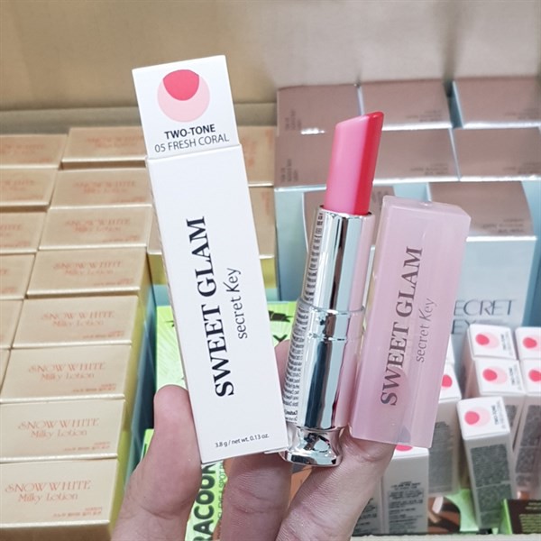 Son dưỡng môi 2 màu Secret Key Sweet Glam Two Tone Glow (Màu 05 Fresh Coral)