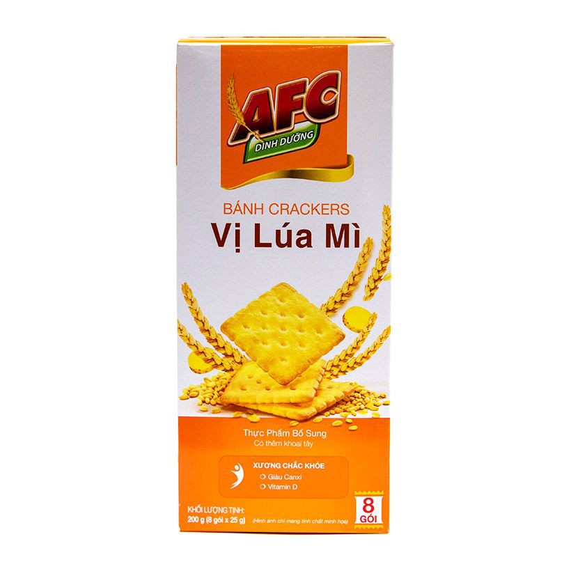 Bánh Qui Mặn AFC 2 Vị Rau Cải &amp; Lúa Mì 200g (8 gói*25g)