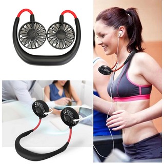 Quạt mini đeo cổ siêu mát, quạt tích điện thể thao siêu tiện lợi