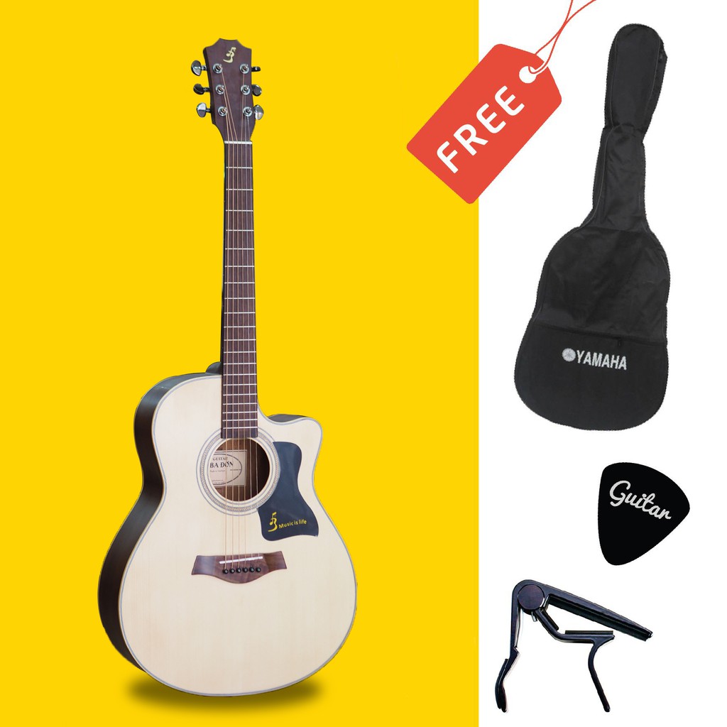 Đàn guitar acoustic Ba Đờn T220 (sản phẩm chế tác thủ công bởi nghệ nhân lâu năm, từ gỗ thịt nguyên tấm)