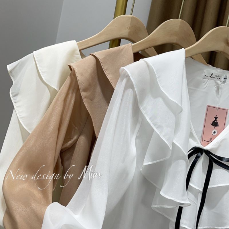 Áo cổ bèo 2 tầng nơ ruy băng | BigBuy360 - bigbuy360.vn