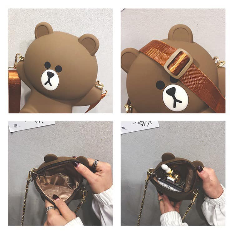 [FREESHIP50K] Túi gấu Brown SILICON hot hit (2 dây) thời trang dùng cho cả người lớn và trẻ em
