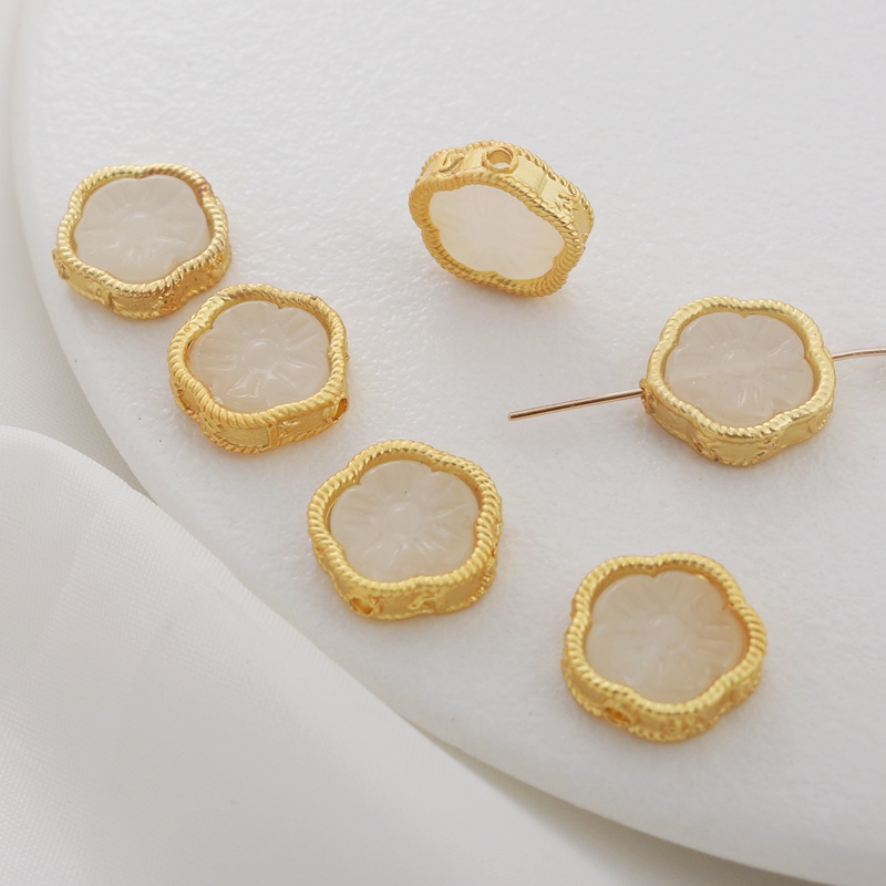 Hạt Ngọc Bích Màu Vàng Đồng Nhám 13mm Dùng Làm Trang Sức diy