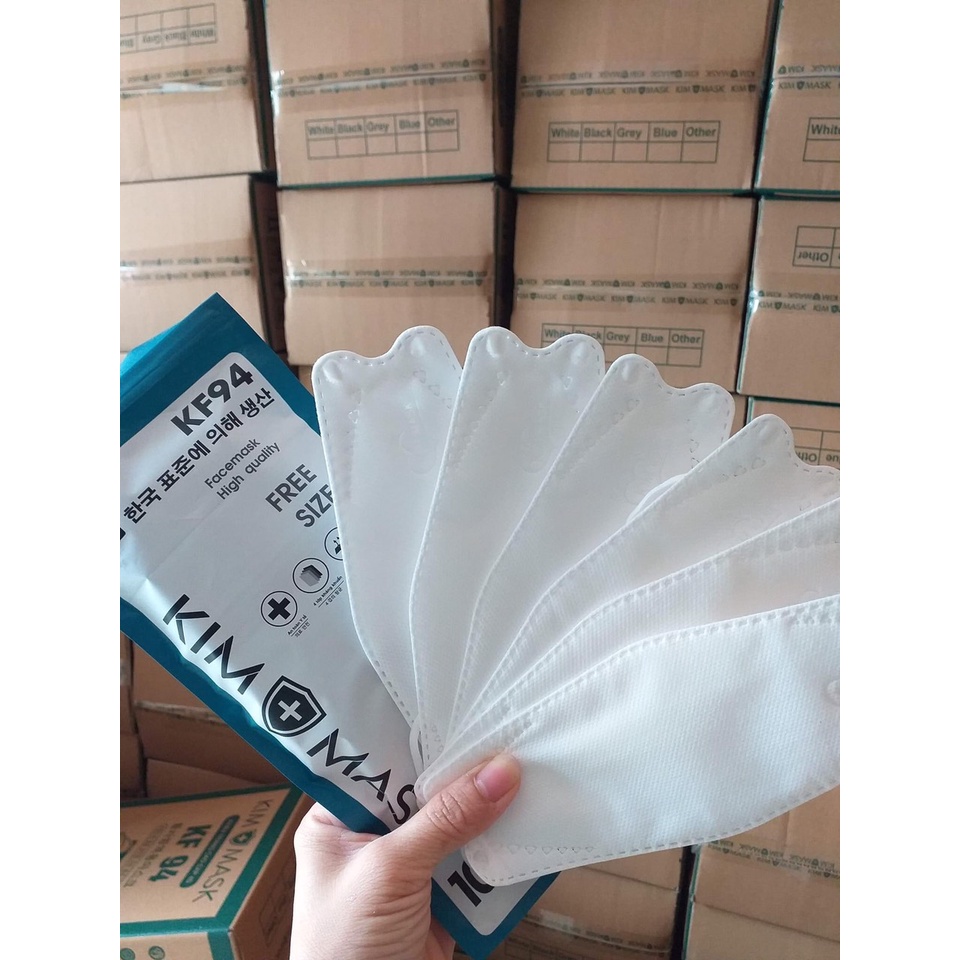 Khẩu trang KF94 Kim Mask kháng khuẩn, lọc bụi - túi zíp 10 cái - 4 lớp