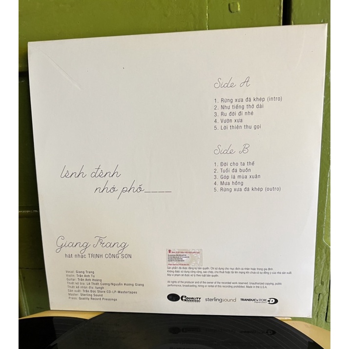 Đĩa than GIANG TRANG HÁT NHẠC TRỊNH