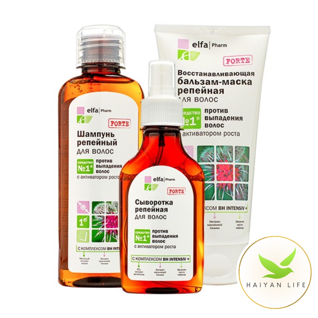 Bộ sản phẩm dầu gội kích thích m.ọ.c tóc Ngưu Bàng Elfa Pharm Ba Lan 200ml