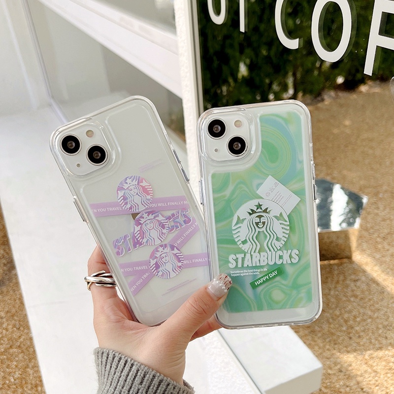 Ốp Điện Thoại Trong Suốt In Hình Logo Starbucks Cho iPhone 13 12 11 Pro Max X XS XR 7 8 Plus