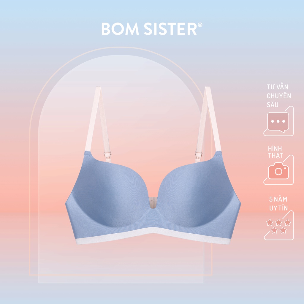 Áo lót mút vừa su đúc không gọng thoải mái màu trơn nâng ngực tự nhiên BOM SISTER A4456