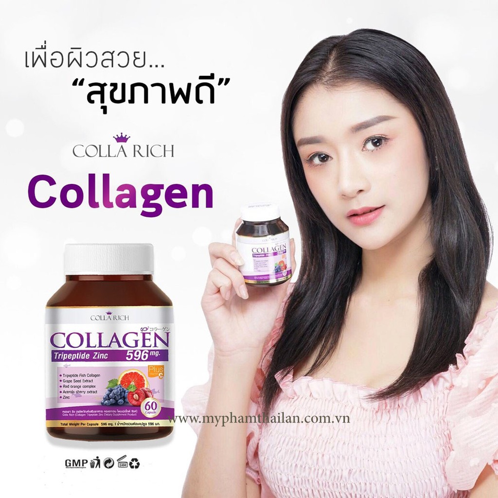 (Bán sỉ)Viên uống Collagen trẻ hoá làn da Colla Rich Thái Lan 60 viên | Thế Giới Skin Care
