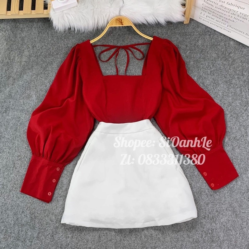 SET ÁO TIỂU THƯ CỔ VUÔNG PHỐI CHÂN VÁY A BIGSIZE