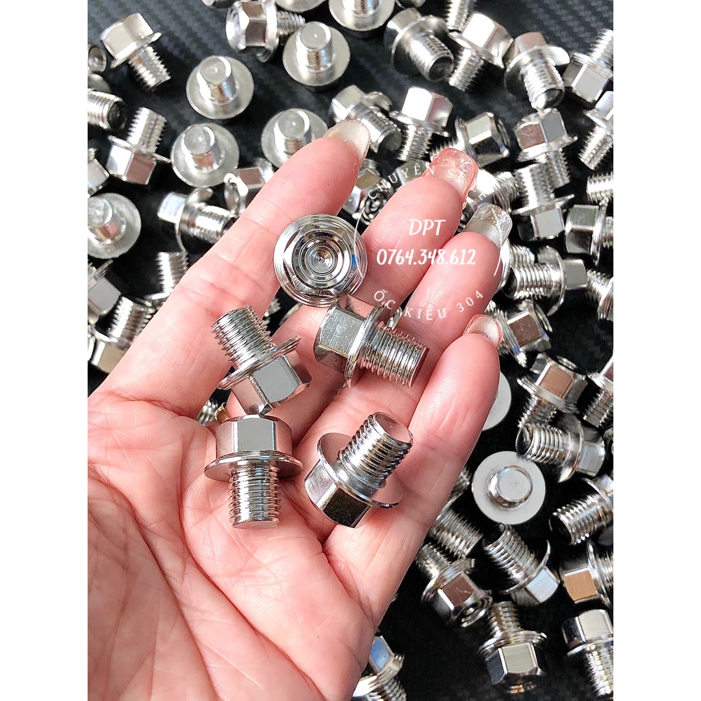 Ốc chân kiếng mẫu THÁI V2 10li10 Inox 304 gắn cho các dòng xe Honda-Yamaha