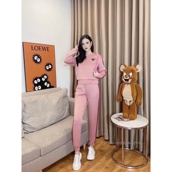 ⚡️SET BỘ NỈ⚡️Set áo nỉ da cá 2 màu đen hồng