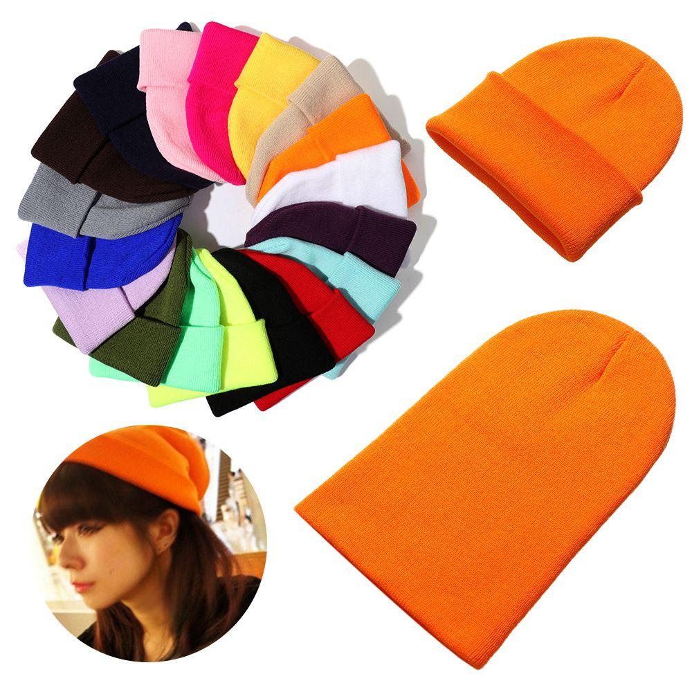 Mũ Beanie Dệt Kim Màu Trơn Dễ Thương 18 Màu Lựa Chọn