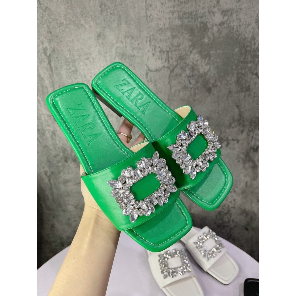 XẢ KHO (S50) Dép lê nữ đế bệt quai khuy đá vuông (Mã DD.255)