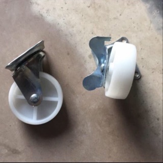 Bánh xe nhựa trắng 7cm có hãm và không hãm