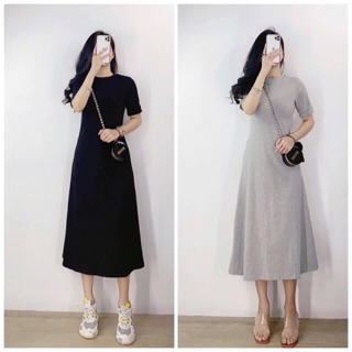 ⚡️BÁN SỈ⚡️ Váy cotton dáng maxi cộc tay 2 màu
