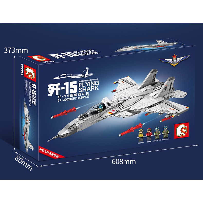 Đồ chơi lắp ráp Máy bay Oanh Tạc Chiến - Sembo Block 202055 F-15 Flying Shark - 1186 Mảnh ghép