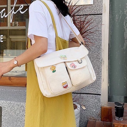 Túi đeo chéo Hazin nam nữ thời trang đi học để sách vở đồ dùng vải canvas đẹp giá rẻ chất lượng tốt HZM12