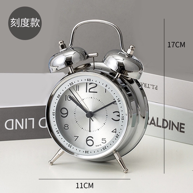 Đồng Hồ Để Bàn Báo Thức Inox chuông to TX16115