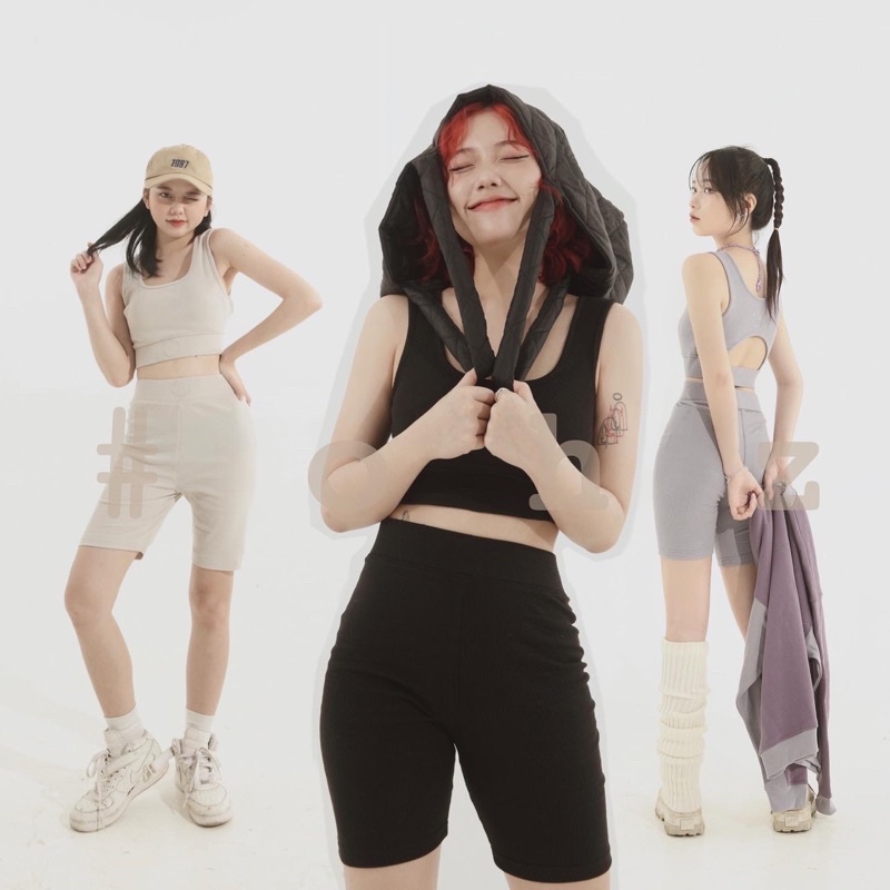 SET ĐỒ TRENDY THỂ THAO gồm áo croptop và quần biker NHÀ BẠCH TUỘC ( SPORTIE SET)
