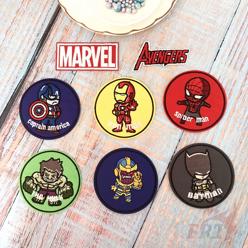 Set 1 / 2 Miếng Vá Nhiệt Dùng Trang Trí Áo Quần Hình Nhân Vật Siêu Anh Hùng Dễ Thương